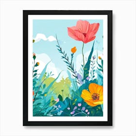 Poppies In The Meadow 3 Art Print