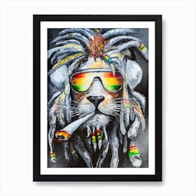 I Feel Good animals lion music art painting Art Print