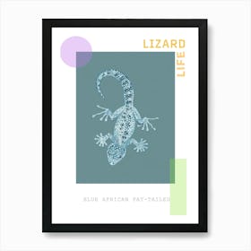 Blue African Fat Tailed Gecko Abstract Modern Illustration 2 Poster Art Print