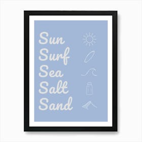 Sun Surf Sea Salt Sand Parchment Art Print