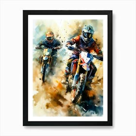 Watercolor Motorcycle Racers sport Art Print