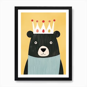 Little Black Bear 4 Wearing A Crown Art Print