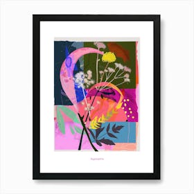 Gypsophila 3 Neon Flower Collage Poster Art Print