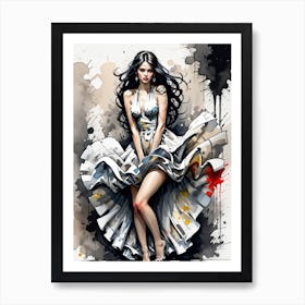 Girl In A White Dress Art Print