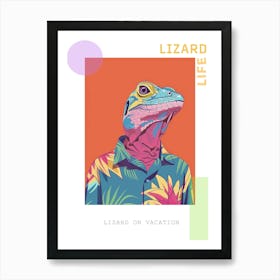 Lizard In A Floral Shirt Modern Colourful Abstract Illustration 4 Poster Art Print