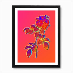 Neon Seven Sisters Roses Botanical in Hot Pink and Electric Blue n.0378 Art Print