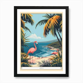 Greater Flamingo Greece Tropical Illustration 2 Poster Art Print