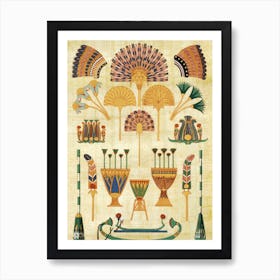 Egyptian Papyrus Hieroglyphs art Póster