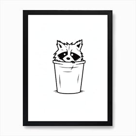 A Minimalist Line Art Piece Of A Tres Marias Raccoon 4 Art Print