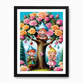 Elves In The Tree Art Print