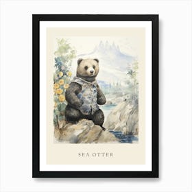 Beatrix Potter Inspired  Animal Watercolour Sea Otter 1 Art Print