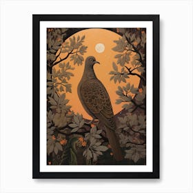 Dark And Moody Botanical Pigeon 2 Art Print