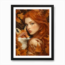 Fox And Girl 2 Art Print