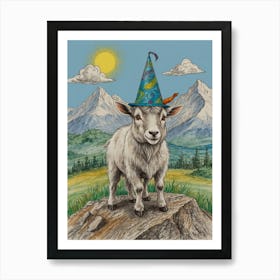 Goat In A Party Hat Art Print