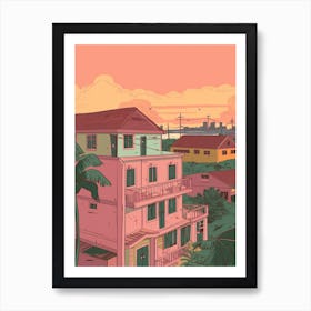 Douala Cameroon Travel Illustration 3 Art Print