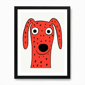 Red Polka Dot Dog Art Print