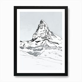 Matterhorn Switzerland Italy Line Drawing 3 Art Print