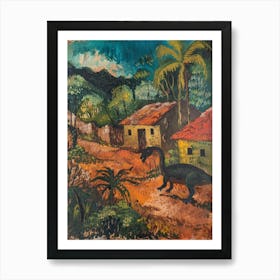 Dinosaur In An Ancient Village Painting 2 Art Print