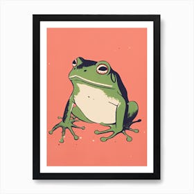 Frog Unimpressed, Matsumoto Hoji Inspired Japanese Green And Pink 6 Art Print