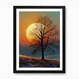 Sunset With A Tree 1 Art Print