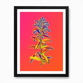Neon Lemon Verbena Branch Botanical in Hot Pink and Electric Blue n.0574 Art Print
