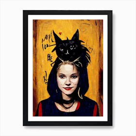 Sabrina The Teenage Witch And Salem The Cat Art Print