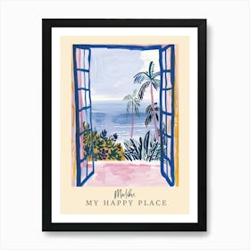 My Happy Place Malibu 1 Travel Poster Art Print