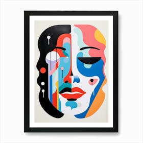 Colourful Abstract Face Eye Closed Art Print