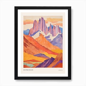 Aconcagua Argentina 1 Colourful Mountain Illustration Poster Art Print