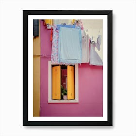 Italian Shutters Window With Laundry Art Print