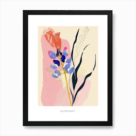 Colourful Flower Illustration Poster Bluebonnet 6 Art Print