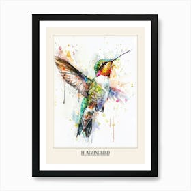 Hummingbird Colourful Watercolour 3 Poster Art Print