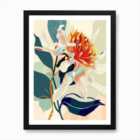 Colourful Flower Illustration Dahlia 2 Art Print