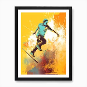 Skateboarding In Buenos Aires, Argentina Drawing 4 Art Print
