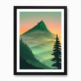 Misty Mountains Vertical Background In Green Tone 30 Art Print