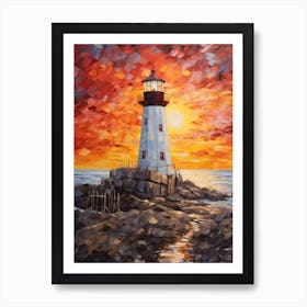 Lighthouse At Sunset 7 Art Print