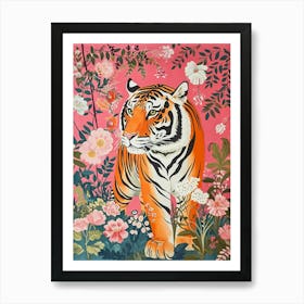 Floral Animal Painting Tiger 6 Art Print