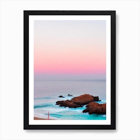 Cala Estreta Beach, Costa Brava, Spain Pink Photography 1 Art Print