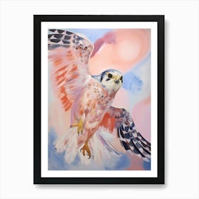 Pink Ethereal Bird Painting American Kestrel 1 Art Print