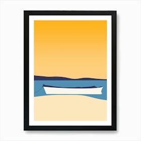 Boat On The Beach sunset Art Print