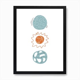 Cute Planets Space Kids Room 1 Art Print
