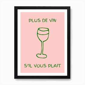 Wine Glass Kitchen Poster Pink & Green Art Print