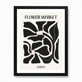 B&W Flower Market Poster Lisbon Art Print