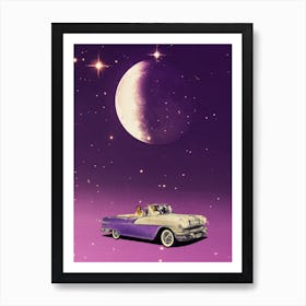 Car In The Moonlight Art Print