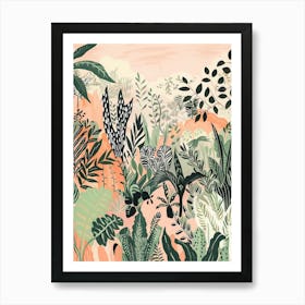 Black Panthers Pastels Jungle Illustration 2 Art Print
