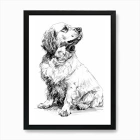 Clumber Spaniel Dog Line Sketch 1 Art Print