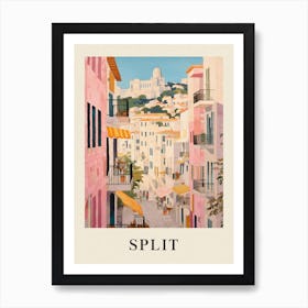 Split Croatia 3 Vintage Pink Travel Illustration Poster Art Print