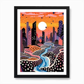 Dubai, Illustration In The Style Of Pop Art 1 Art Print