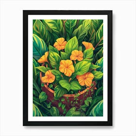 Hibiscus In A Basket Art Print