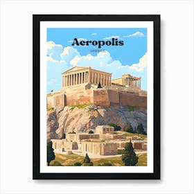 Acropolis Greece Mountain Top Temple Travel Art Art Print